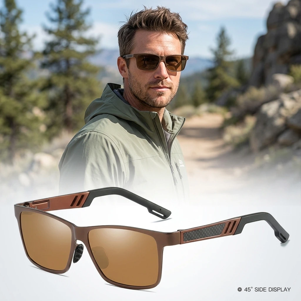 

Мужские поляризационные солнцезащитные очки с алюминиево-магниевой оправой, пружинным шарниром, защитой UV400, для вождения, рыбалки, активного отдыха и спорта