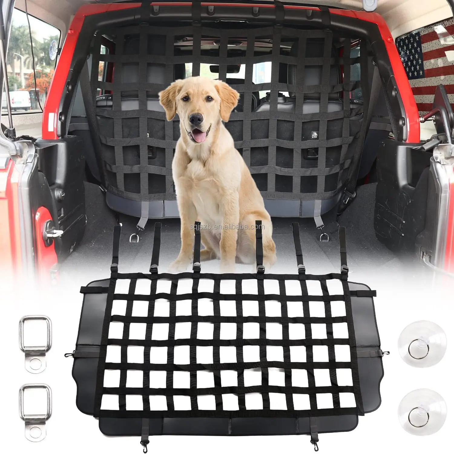 Universal Nylon Car Interior Accessory Dog Barrier Protection Net for Vehicle Back Trunk Isolated Pet Net Safety First