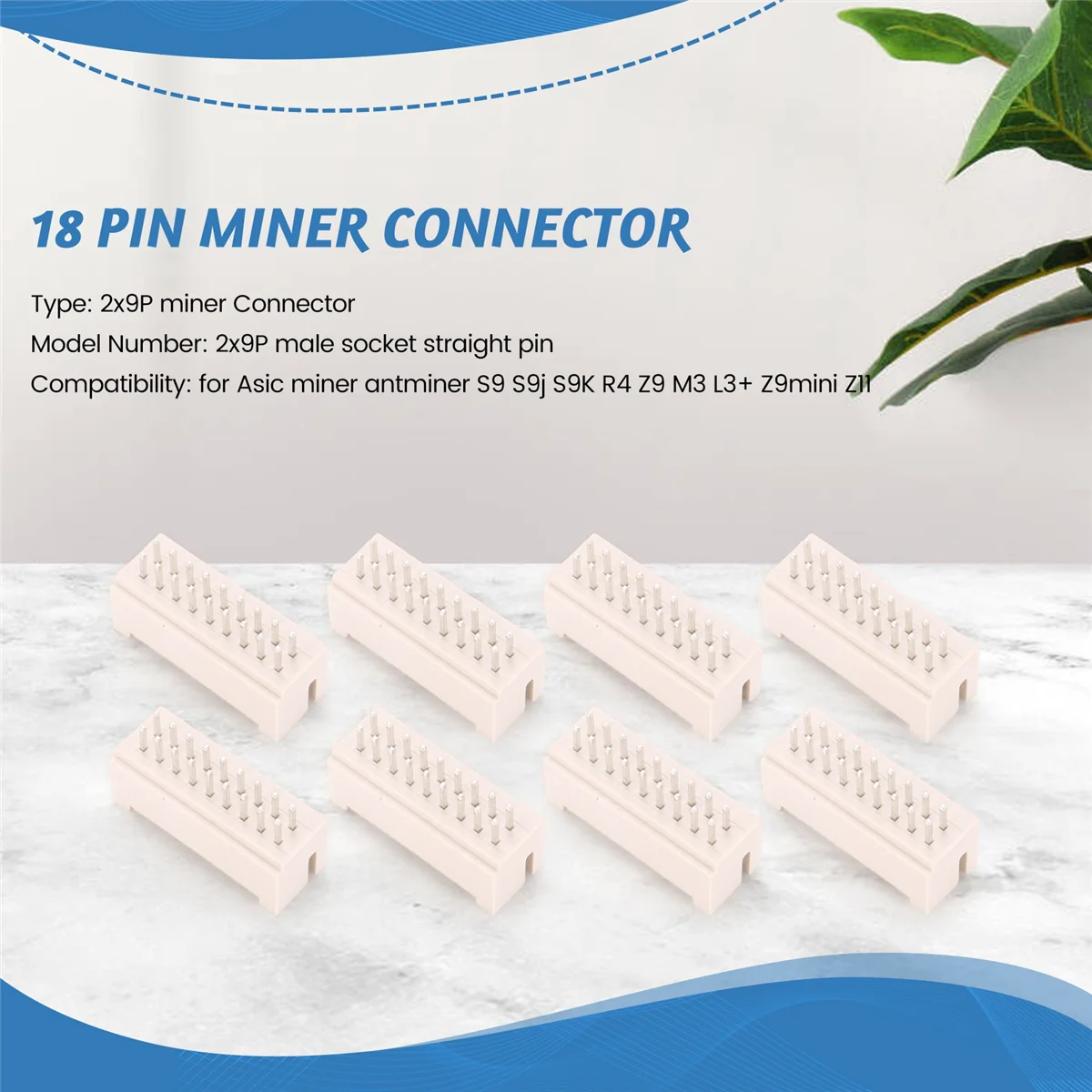 25Pcs Miner Connector 2X9P Male Socket Straight Pin for Asic Miner for Antminer S9 S9J S9K L3+ Z9Mini Z11 R4 Z9 M3JAS