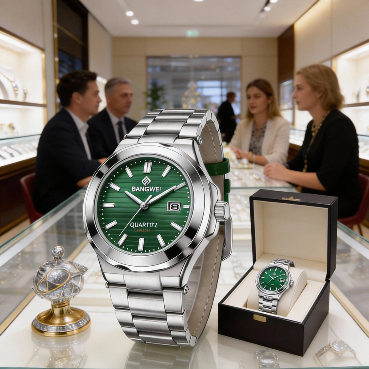 

BANGWEI часы для отдыха и бизнеса для пар, кварцевые часы, светящиеся спортивные наручные часы, часы LOVE, свадебные подарки для Reloj + коробка