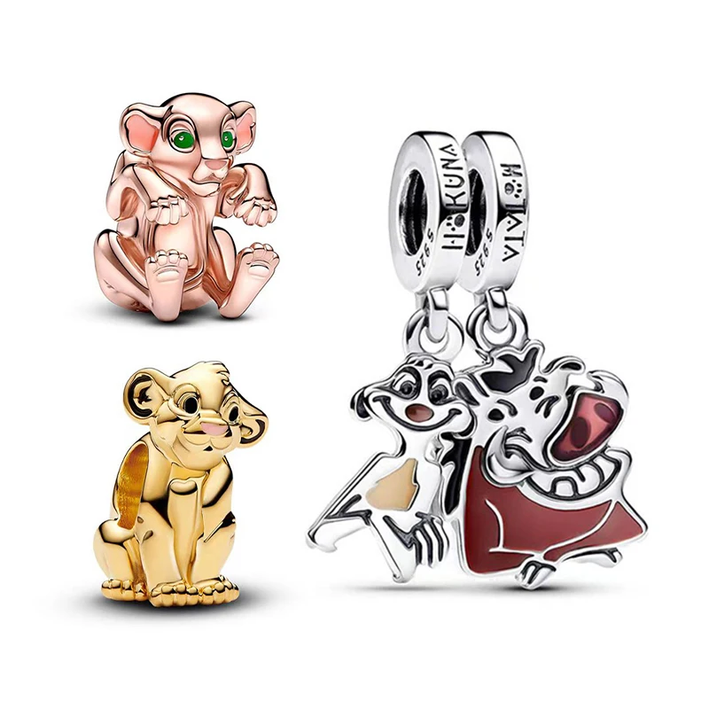 Dijes de plata 925 compatibles con pulsera Original de 3mm 925 para mujer, abalorios del Rey León de Disney, cuentas DIY, joyería fina, regalos, gran oferta 2025