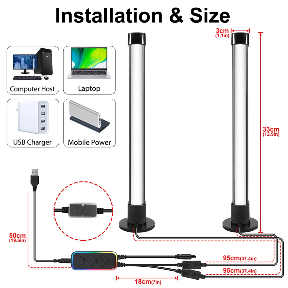 Smart Ambient Light LED Pickup Rhythm Lamp Backlights Music Sync 210 Scene Modes Rhythm Light Bars LED Play Gaming DJ Room Decor