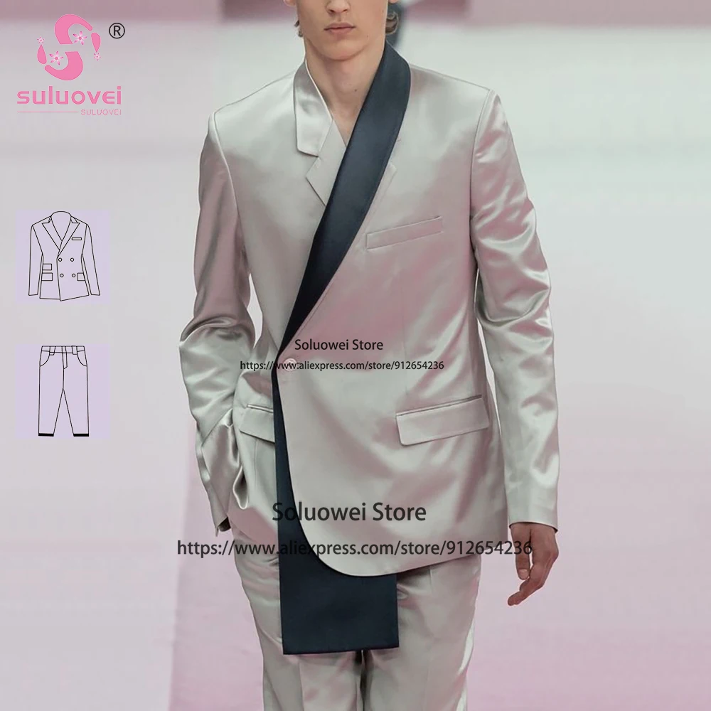 

Fashion New Style Suits For Men Stage Show Custom Made 2 Piece Pants Set Formal Grooms Wedding Tuxedos Trajes De Hombre Elegante