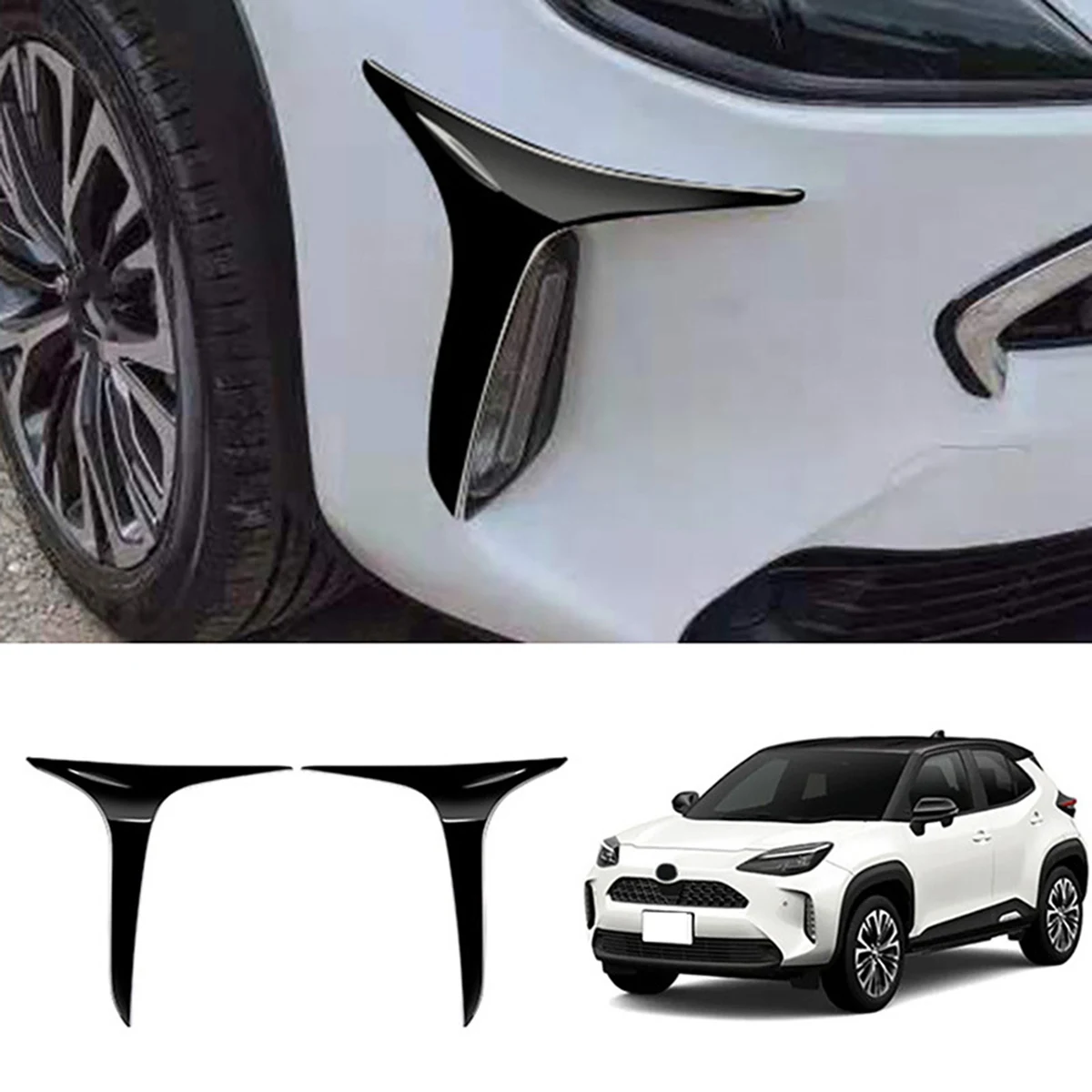 For Toyota Yaris Cross 2020 2021 2022 Car Front Fog Lights Lamp Strips Trim Cover Sticker Car Styling Bright Black