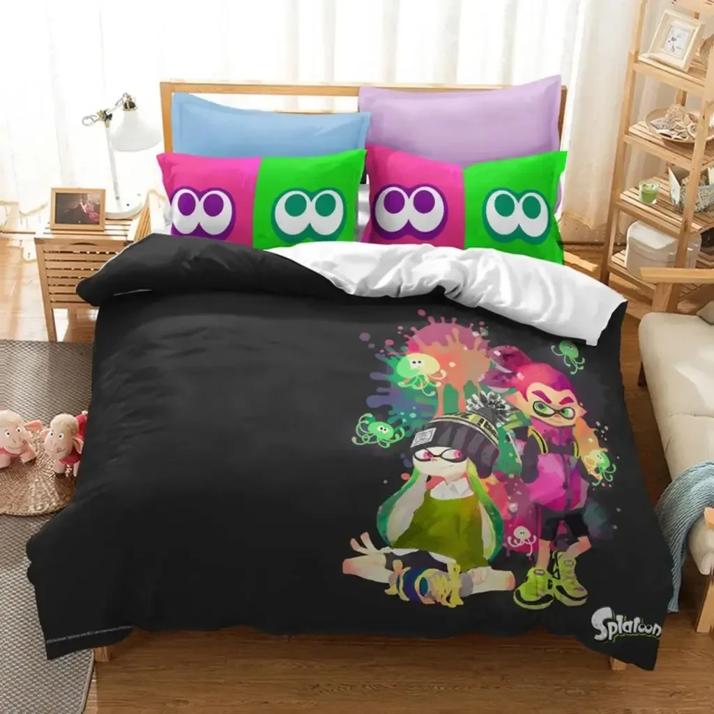 Popular Splatoon 2 Game Printed Bedding Set 3d Cartoon Duvet Cover Set Pillow Case Twin Full Queen King Size Bed Linen Bed Set