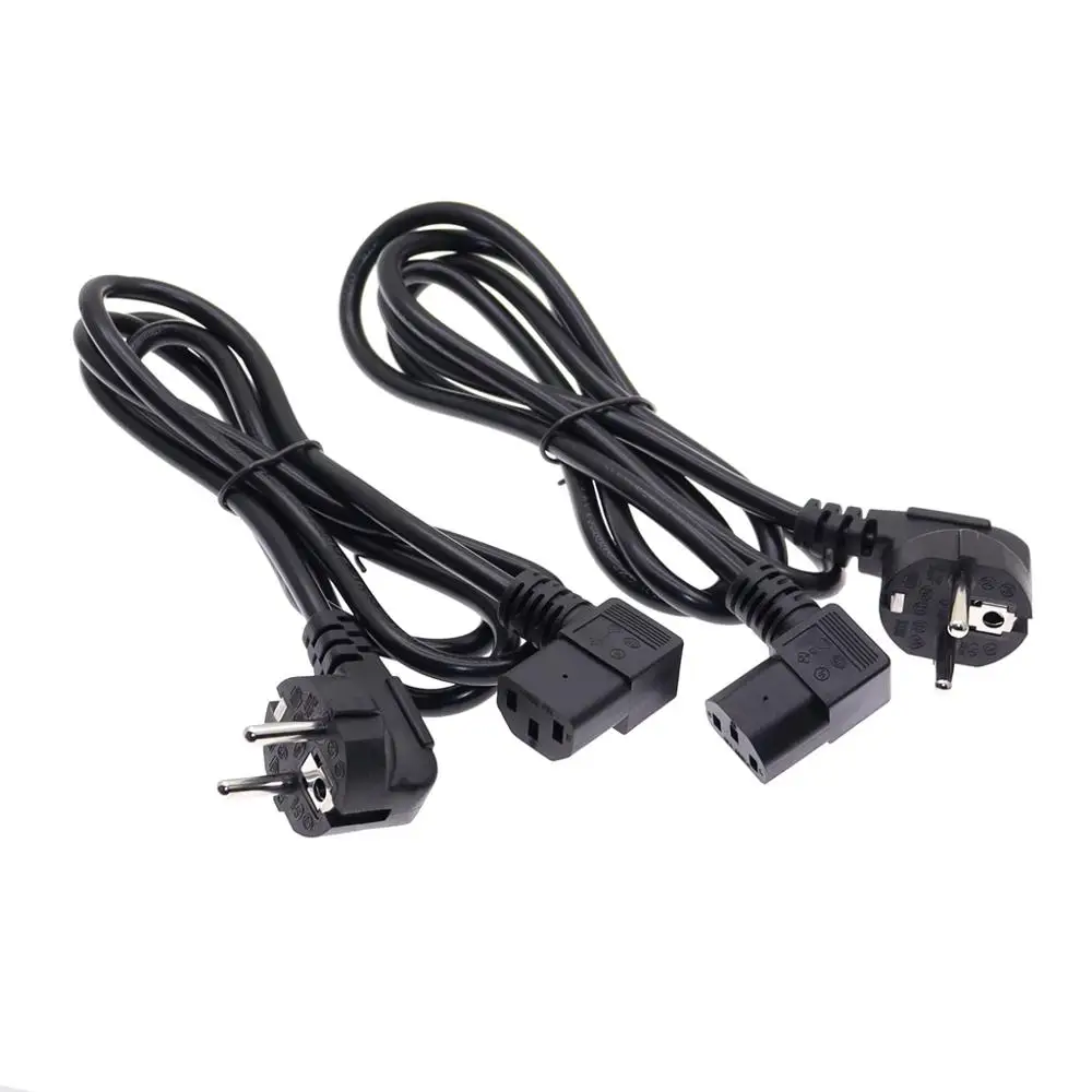 European 2 Pin Male to IEC 3 Pin Female ,Schuko to IEC C13 Angled 90 Degree AC Power Cord EU Adapter Extension Lead Cable