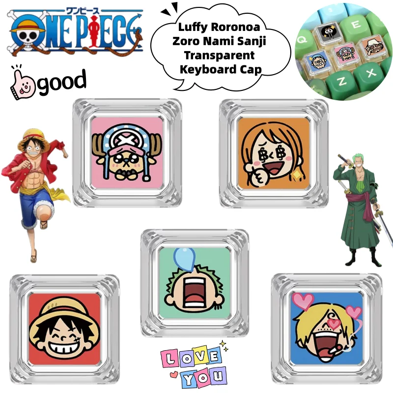 

One Piece Luffy Roronoa Zoro Nami Sanji Secondary Animation Perimeter Transparent Keyboard Cap Cartoon Mechanical Keyboard Cap