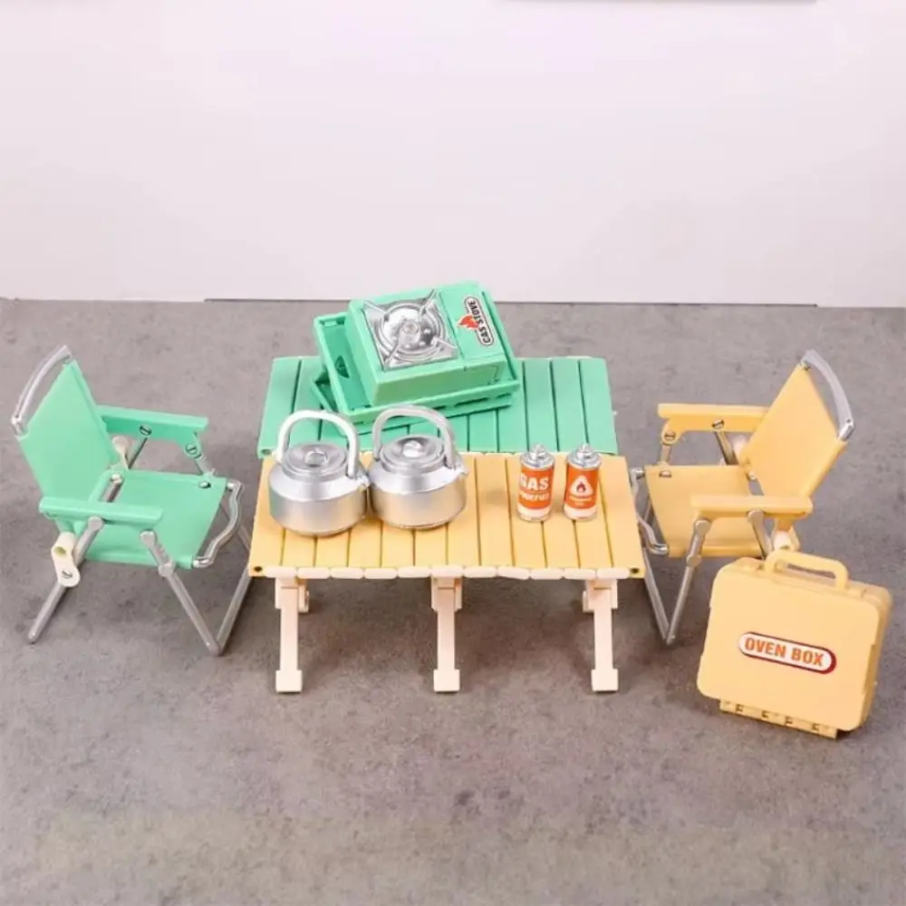 Simulation Model Miniature Camping Picnic Set Pretend Play Early Education Folding Chair Gas Stoves Model Role Play