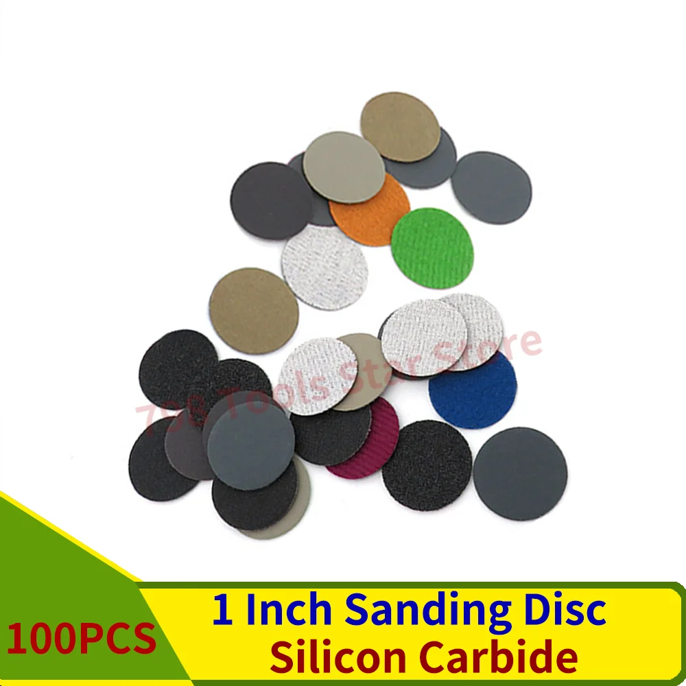 

100PCS 1 Inch Sanding Discs Hook and Loop Wet/Dry Silicon Carbide Sandpaper for Metal for Sanders Drill Grinder Rotary Tools