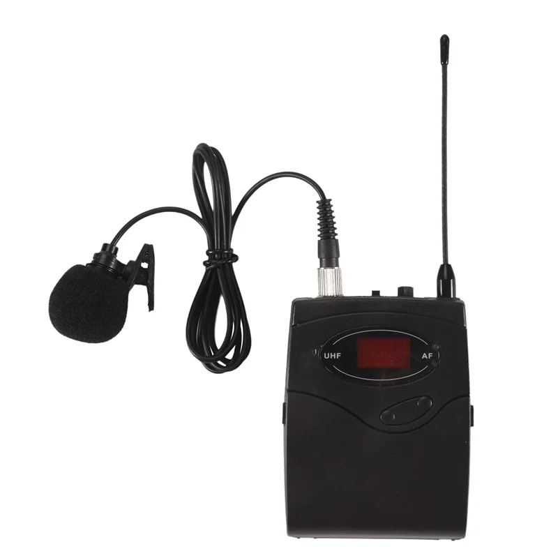-Sistema microfonico wireless AT52, set microfono wireless con auricolare e ricevitore trasmettitore da cintura con microfono lavalier