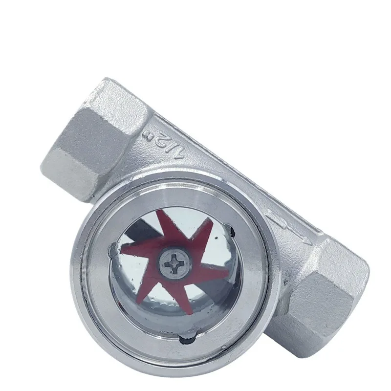 SG01-YL11-16 Mini 304 Stainless Steel Impeller Eccentric Water Flow Indicator, Oil Flow Glass Peep Mirror