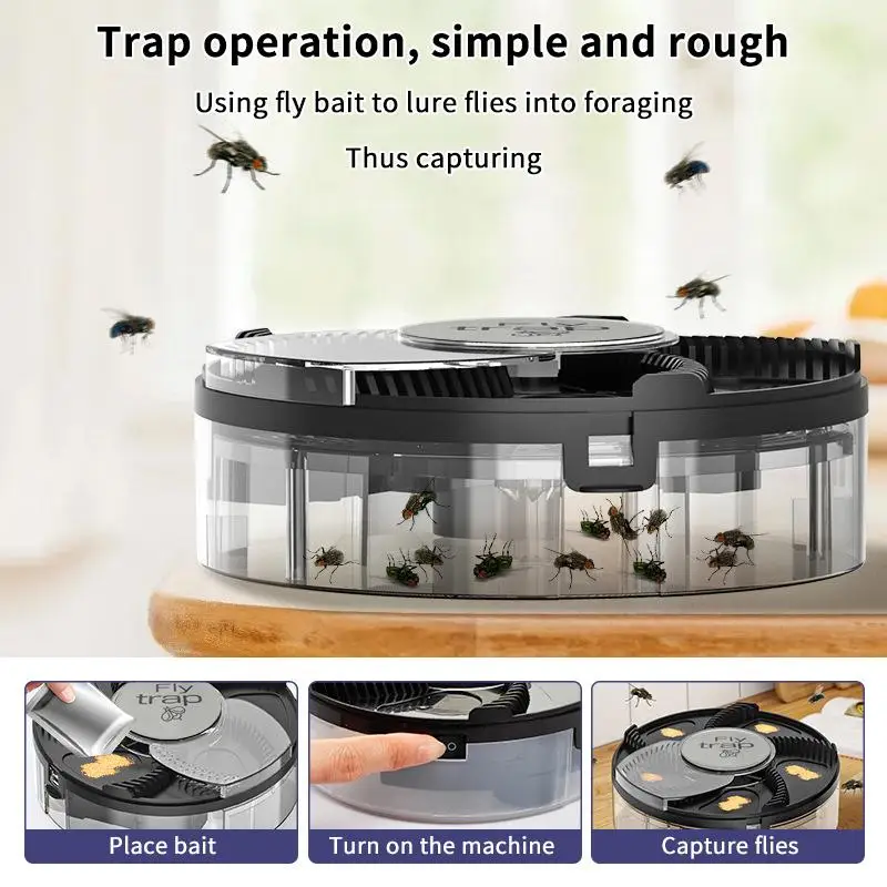 .New Sale.Quiet Removable Pest Catcher Automatic Rotation Electric Flytrap USB Rechargeable Electric Flycatcher Killing Machine