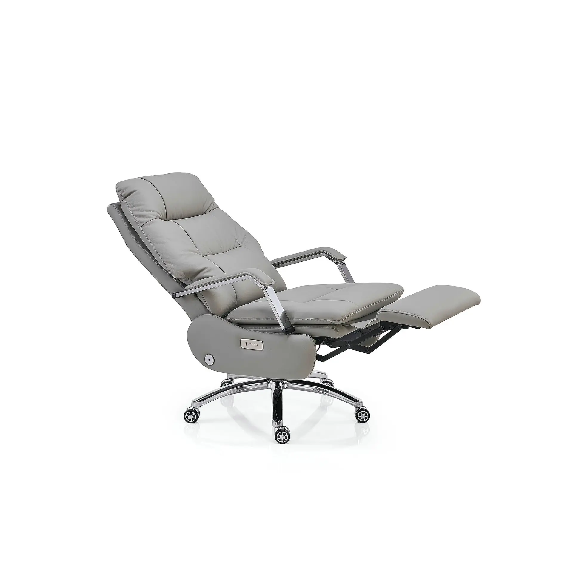 # Luxury Leather High-back Executive Chair Wooden Frame Armrests Adjustable Height Swivel Reclining Suitable for Lunch Break
