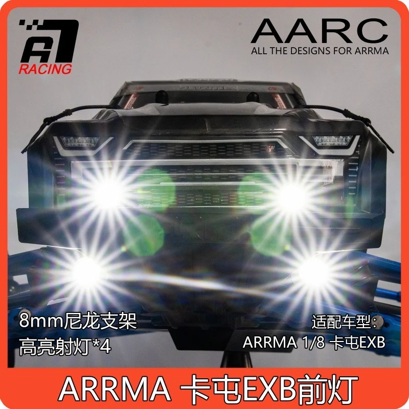 ARRMA Kraton 6S EXB V6 1/8 RC Monster Truck LED Front Spotlight Headlight No-Drill Light Kit with Nylon CNC Mount for Kraton EXB
