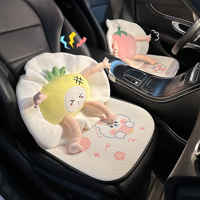 New Four Seasons Universal Cartoon Rabbit 3D Breathable Mesh Protective Car Seat Cushion Cover  Car Interior Ornaments