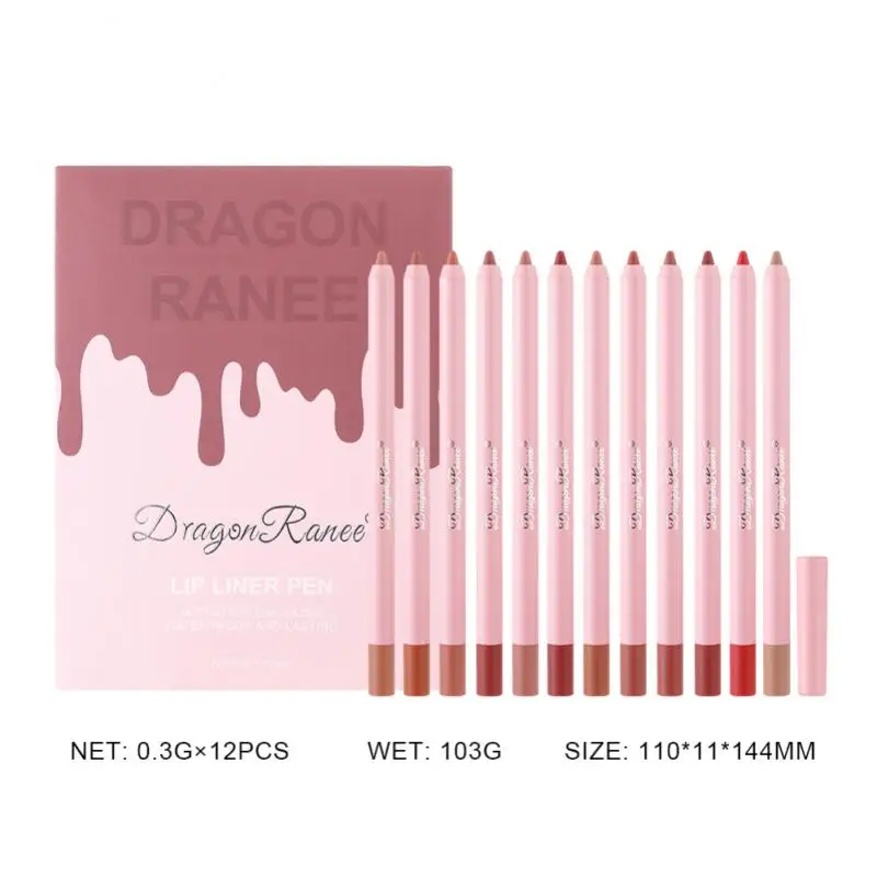 Lábios Maquiagem Velvet Matte Lipstick Lip Contour Pen 12pcs Set Batom Lápis Beleza Cosméticos Lip Liner Pen Waterproof