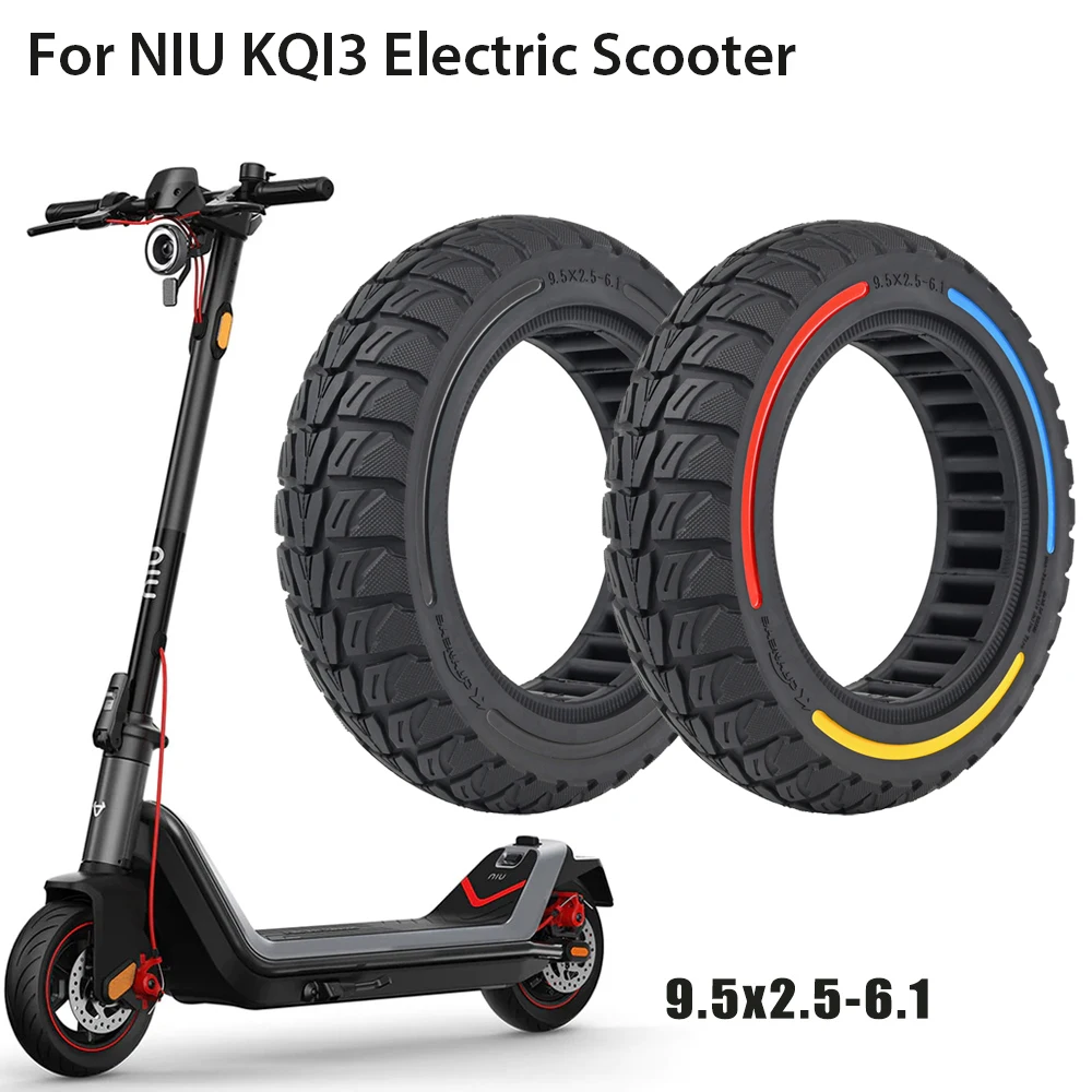9.5 Inch Honeycomb Anti-Explosion Shock Absorber Solid Tire for NIU KQI3 Electric Scooter 9.5x2.5-6.1 Flick Color Solid Tire