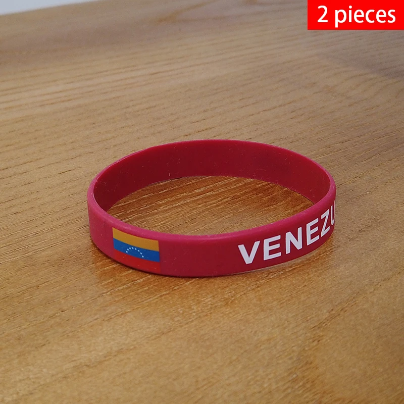 2pcs Venezuela National Flag Wristbands Sports Silicone Bracelet Men Women Rubber Band Patriotic Commemorative Fashion Accessory