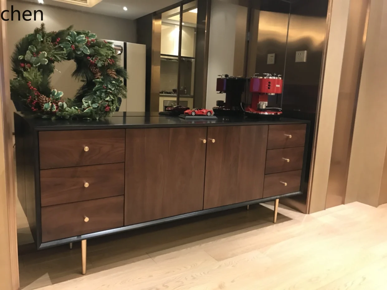 a2 solid wood dining side cabinet Nordic entrance simple restaurant locker black walnut tea storage cabinet