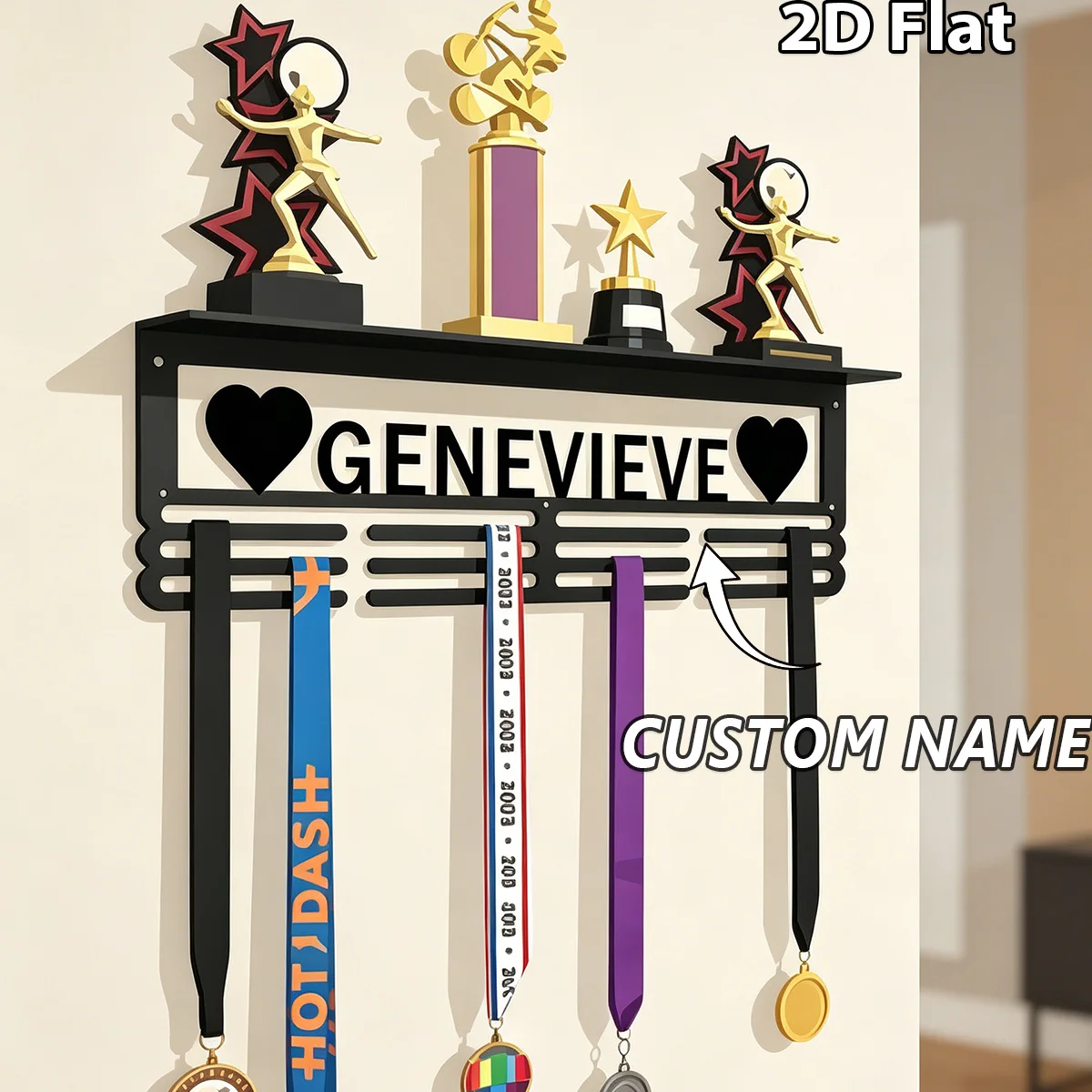 1Pc Custom Heart Design Metal Medal Holder Rack,Hang Metal Wall Art,Home Decor Sports Award rack storage rack,Birthday Gift