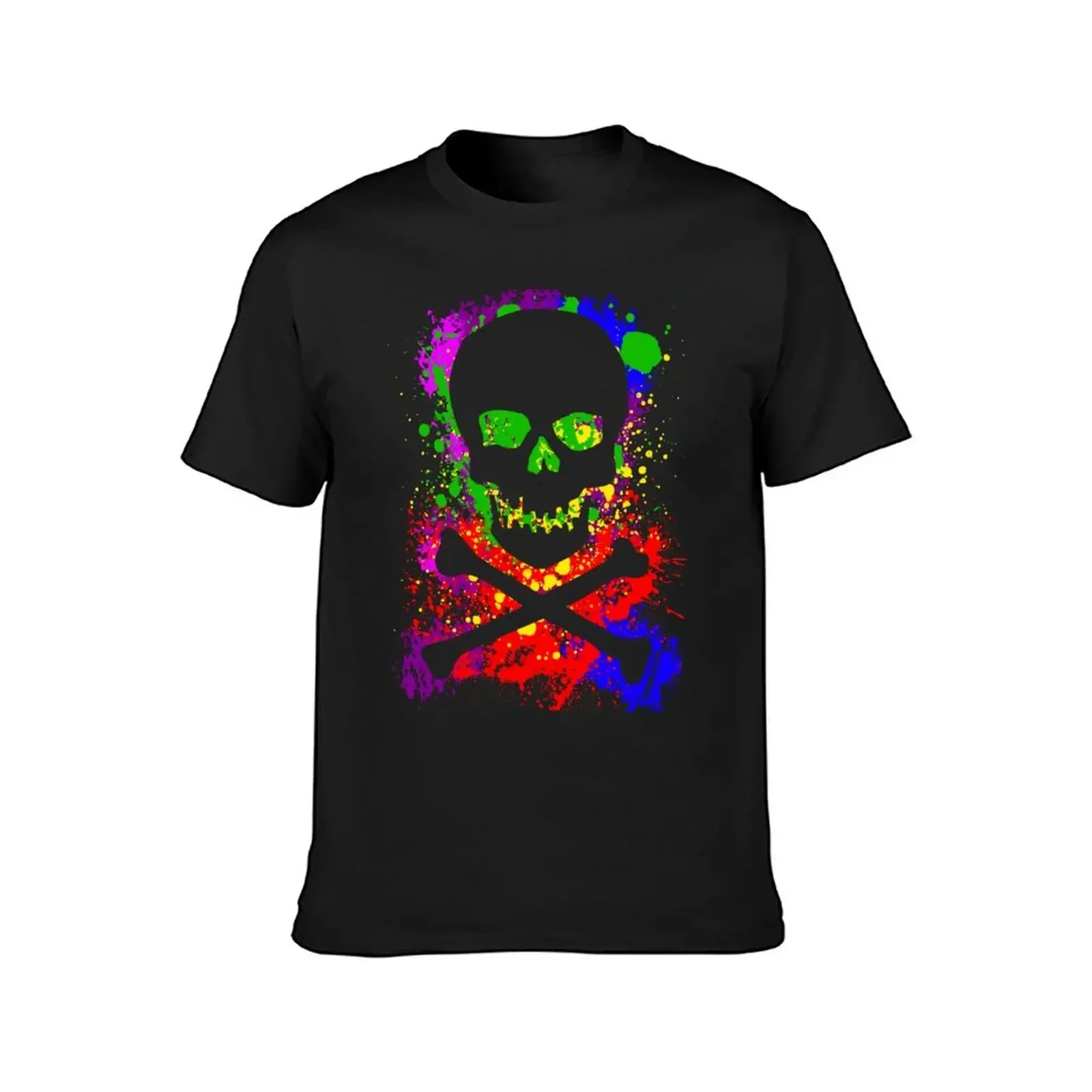 Paint Splatter Skull T-Shirt street wear plus size tops rapper graphic tees t shirts men