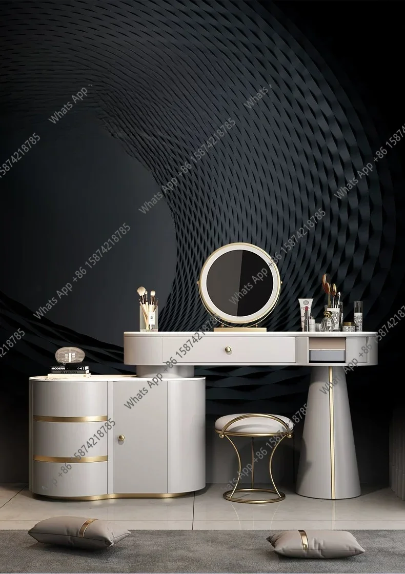 X65 Retractable Light Luxury Dresser Bedside Table Integrated High-end Chest Cabinet Makeup Table Bedroom Simple
