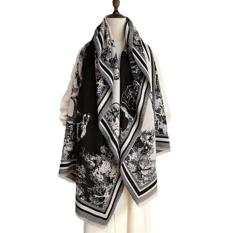 Brand Scenery Print Scarf Pashmina Cashmere Travel Blanket Shawl Comfortable Wrap Winter Thick Elegant Coldproof Warm Scarves