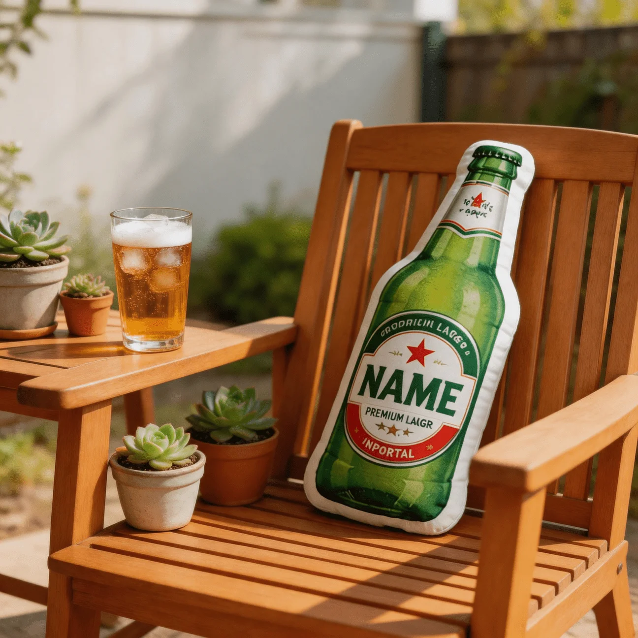 Custom Photo Beer Bottle Shaped Pillow, Personalized Premium Lager Design Decorative Cushion with Double-Sided Printing, 60CM