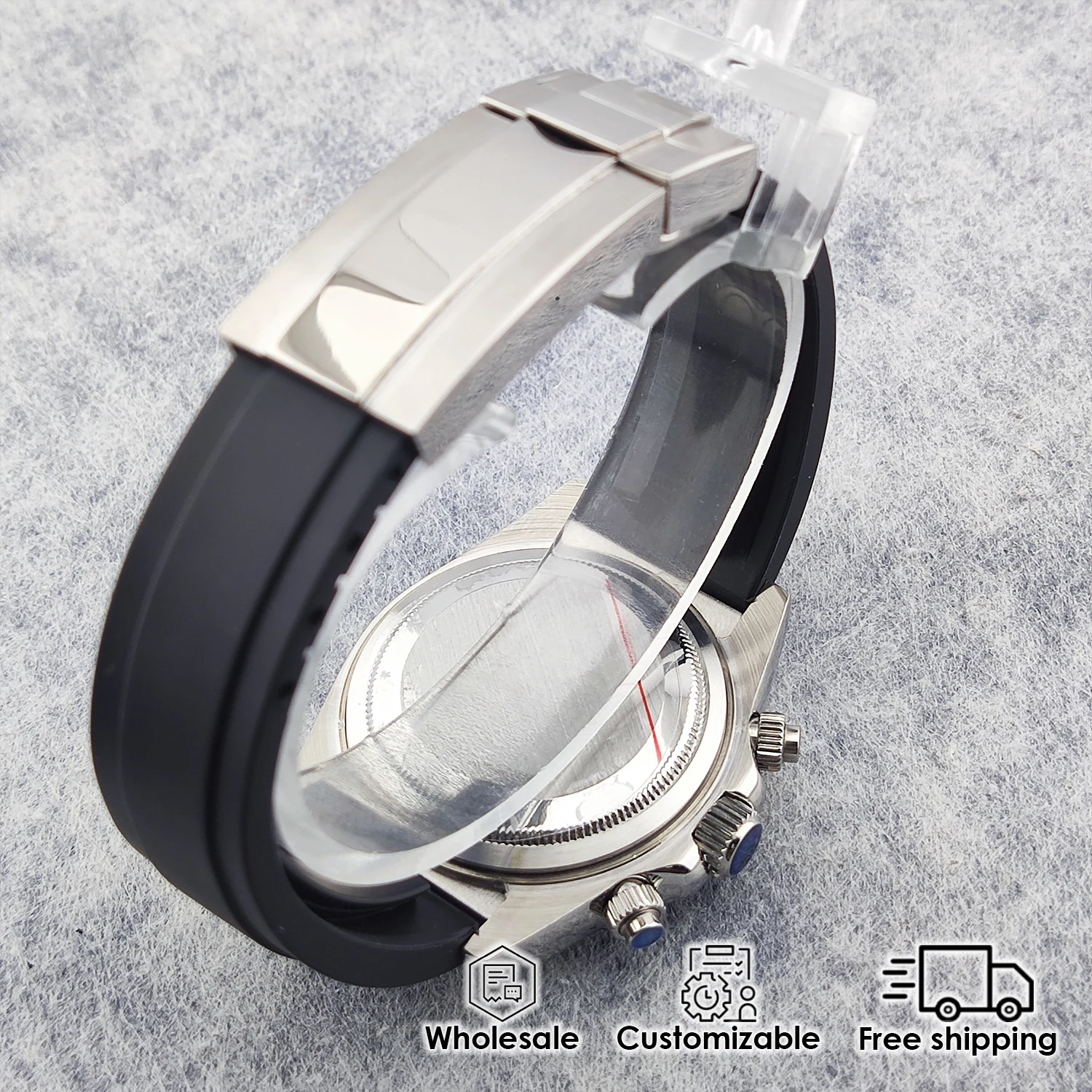 39.5mm luxury men's watch VK63 movement chronograph tiger pattern full diamond dial diamond bezel men's custom watch