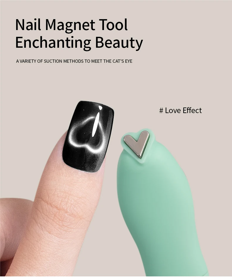 RSNAIL 4-in-1-Katzenaugen-Nagelmagnet, 3D-Liebesherz, Nagelmagnet, Werkzeug, grün, multifunktionaler Nagel-Magnetstab zum Selbermachen, Gelpolieren – Detail 6