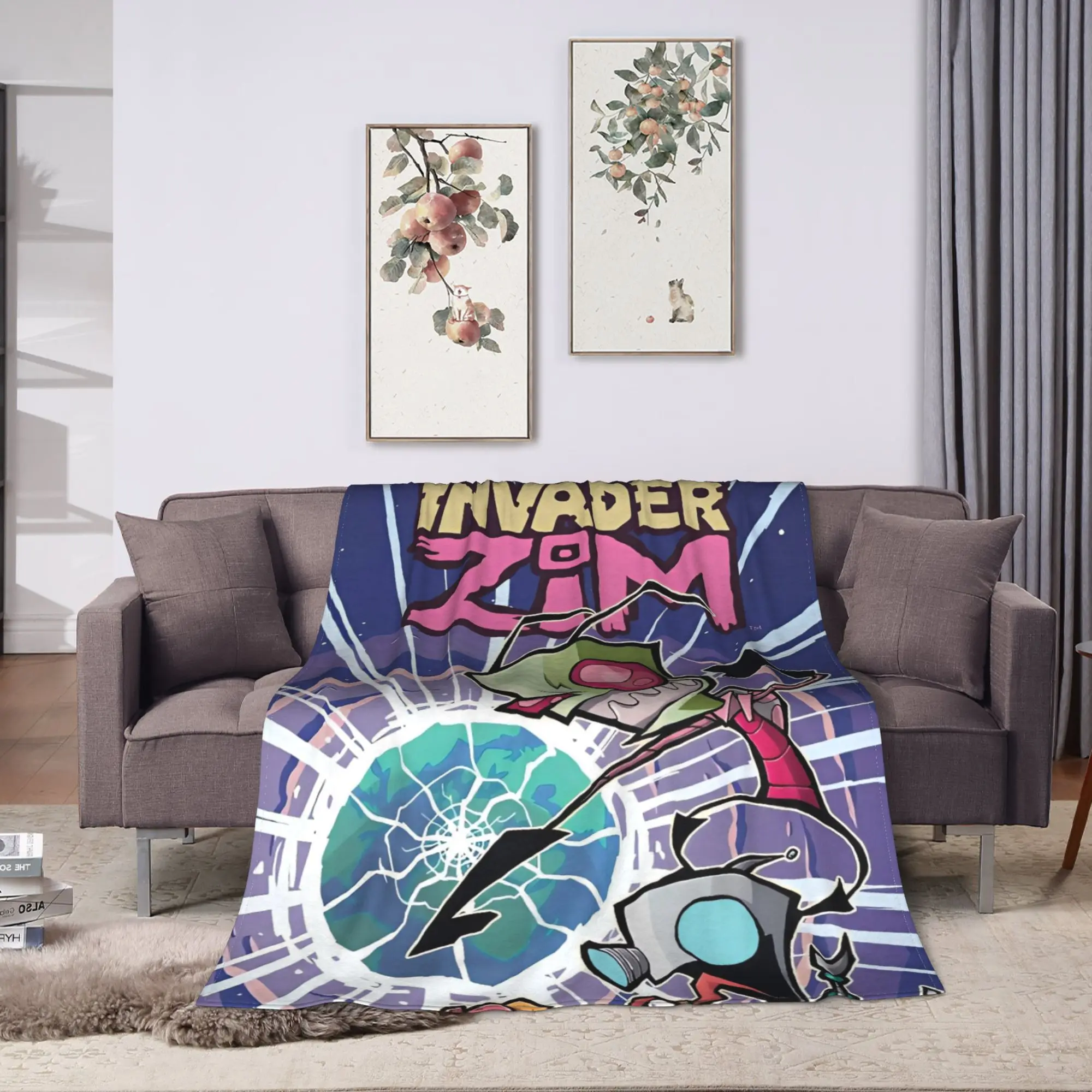 Invader Zim Movie Blanket  Warm Fluffy Plush Bedding Throws For Couch Bed Airplane Travel Flannel Bedspread Bed Cover