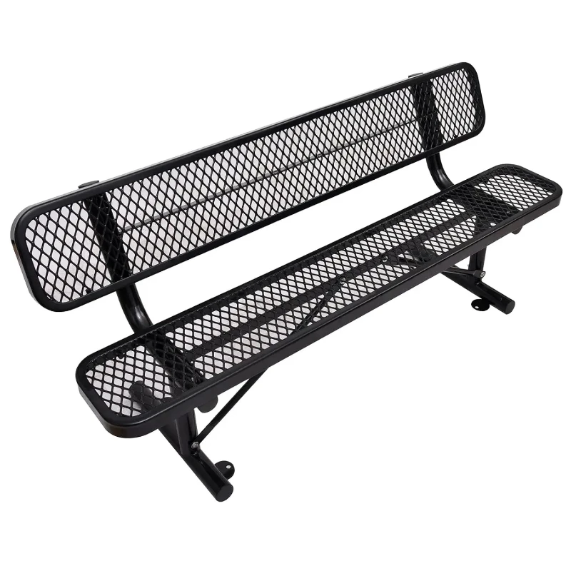 6FT Heavy-Duty Park Bench for Outside - Black Coated Outdoor Furniture Steel Bench, Commercial-Grade Outdoor