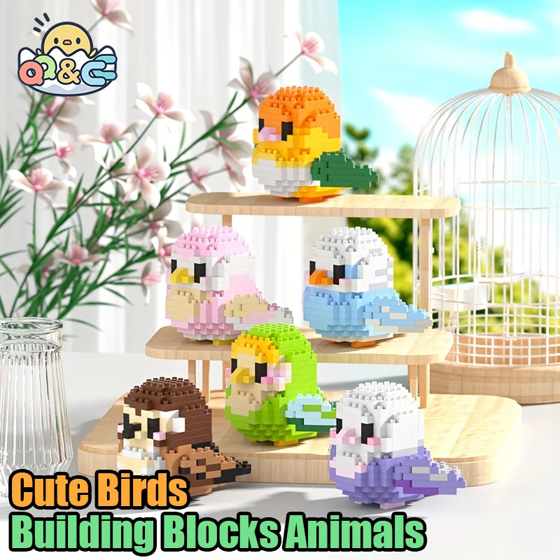 Śliczny ptak cegła seria klocki Micro Block papuga Anri wróbel ptaki miniaturowe zabawki dla dziewczynek dzieci chłopcy prezenty