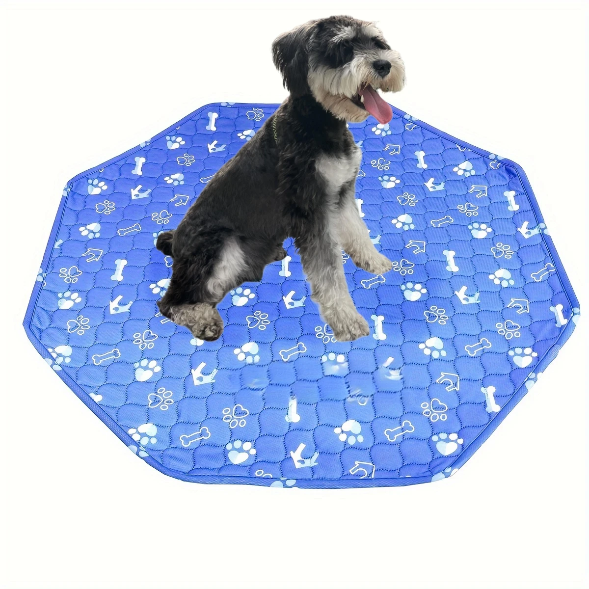 2PCS Large Size Octagon Dog Urine Mat Washable Pet Sleep Play Bed Mats Reusable Pee Pad Cute Paw Print Anti Slip Training Pads