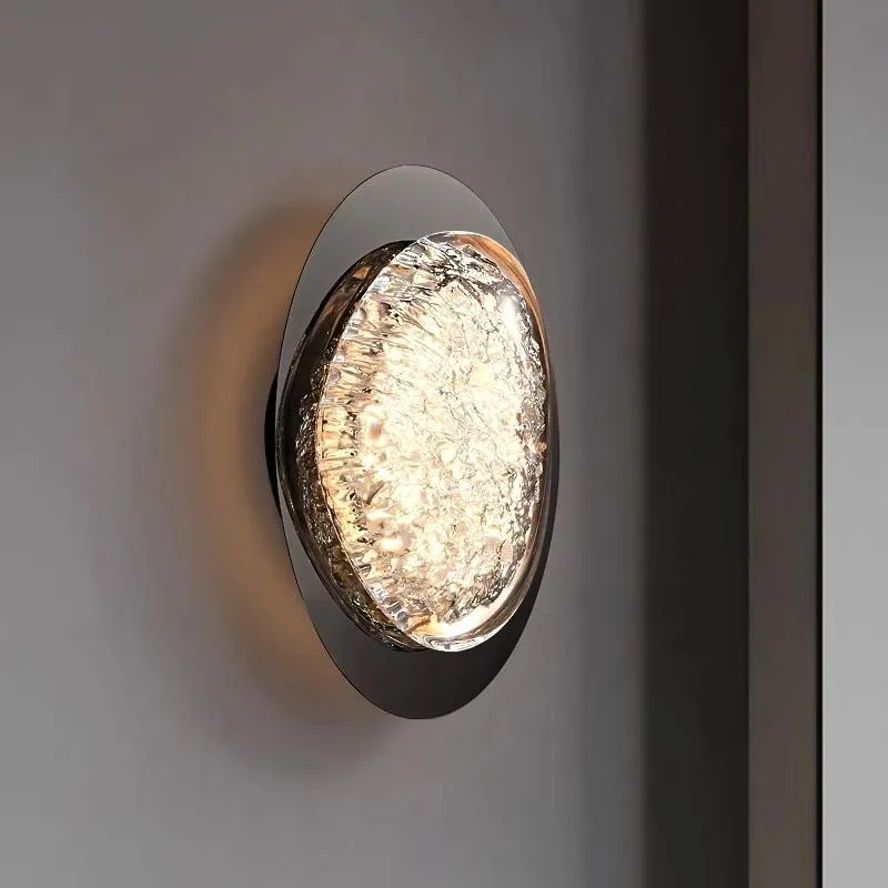 2026 New Luxury Crystal Cracked Wall Lamp Living Room Background Bedroom Bedside Study Corridor Simple Lamps Home Decor Light