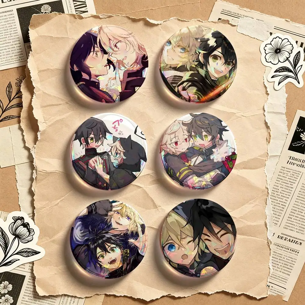 M-MikaYuu S-Seraph Of The End 2 Pieces Set Badge Set Fashion Brooches for Women Men Backpack Accessory Bag Badge Jewelry Gift