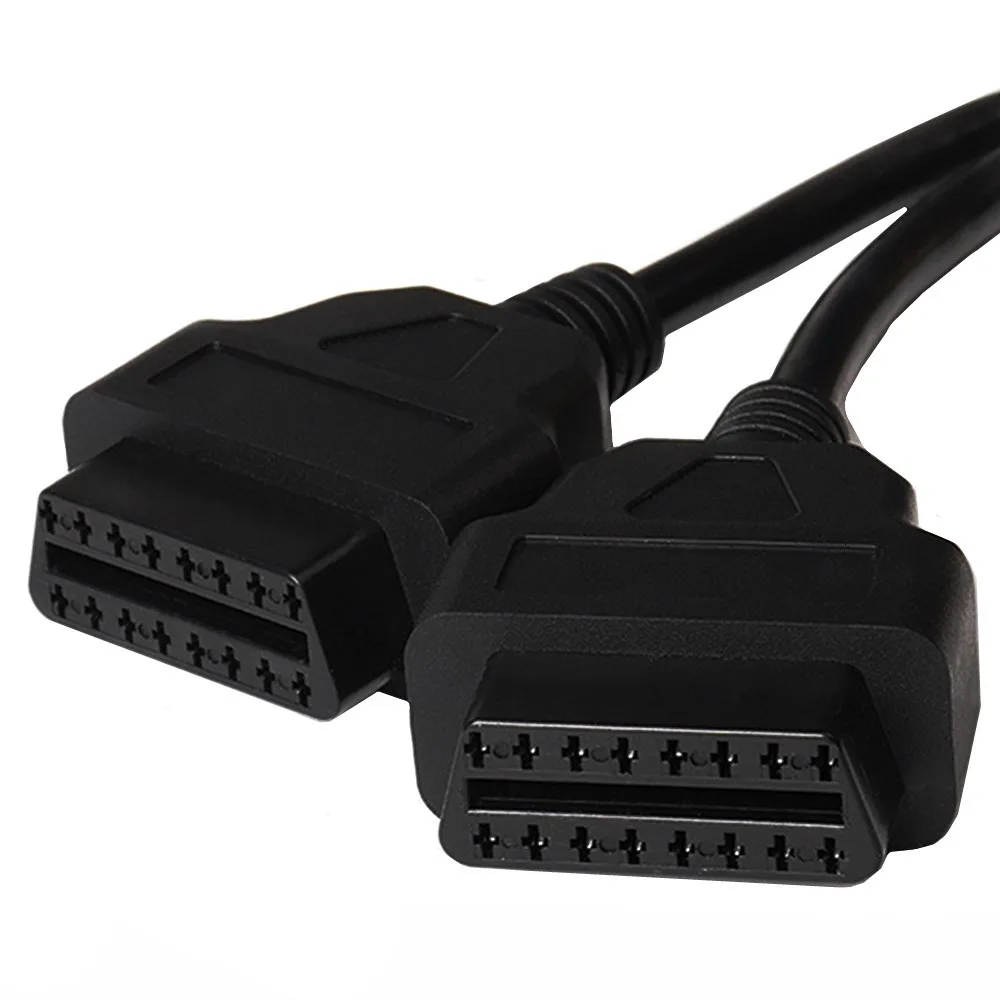 OBD2 Y-Splitter Adapter, OBDII Male to Dual Female Adapter Car Diagnosis Cable, 30cm