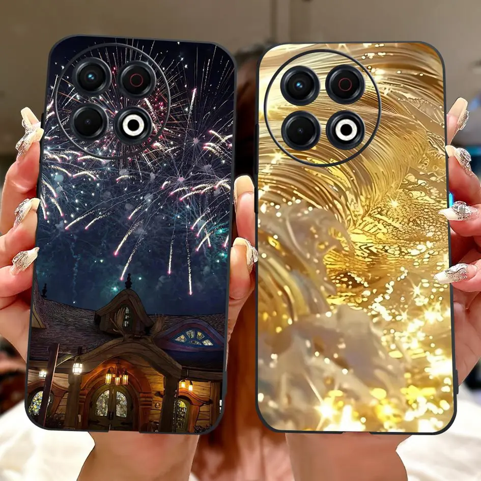 For Tecno Spark 30 KL6 Case Spark 30 Pro KL7 Cover Fashion Flower Soft Black Silicone Phone Case For Tecno Spark30 Pro 2024 Etui