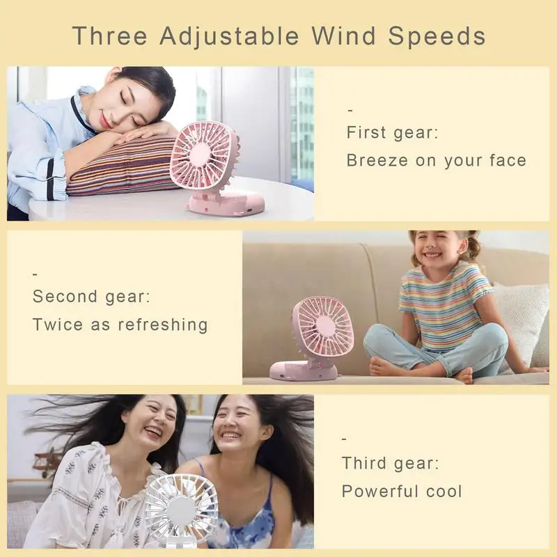 Ventilatore portatile portatile 3 ventola di raffreddamento a velocità silenziosa ventola da tavolo di ricarica USB ventole da collo elettriche per cartoni animati dispositivo di raffreddamento per donna uomo bambini