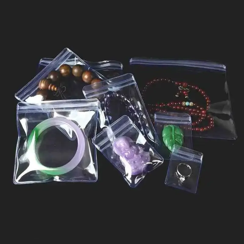 

100PCS Light Blue PVC Zip Lock Jewelry Packaging Bag Resealable Antioxidant Rings Beads Necklace Chains Gifts Storage Pouches