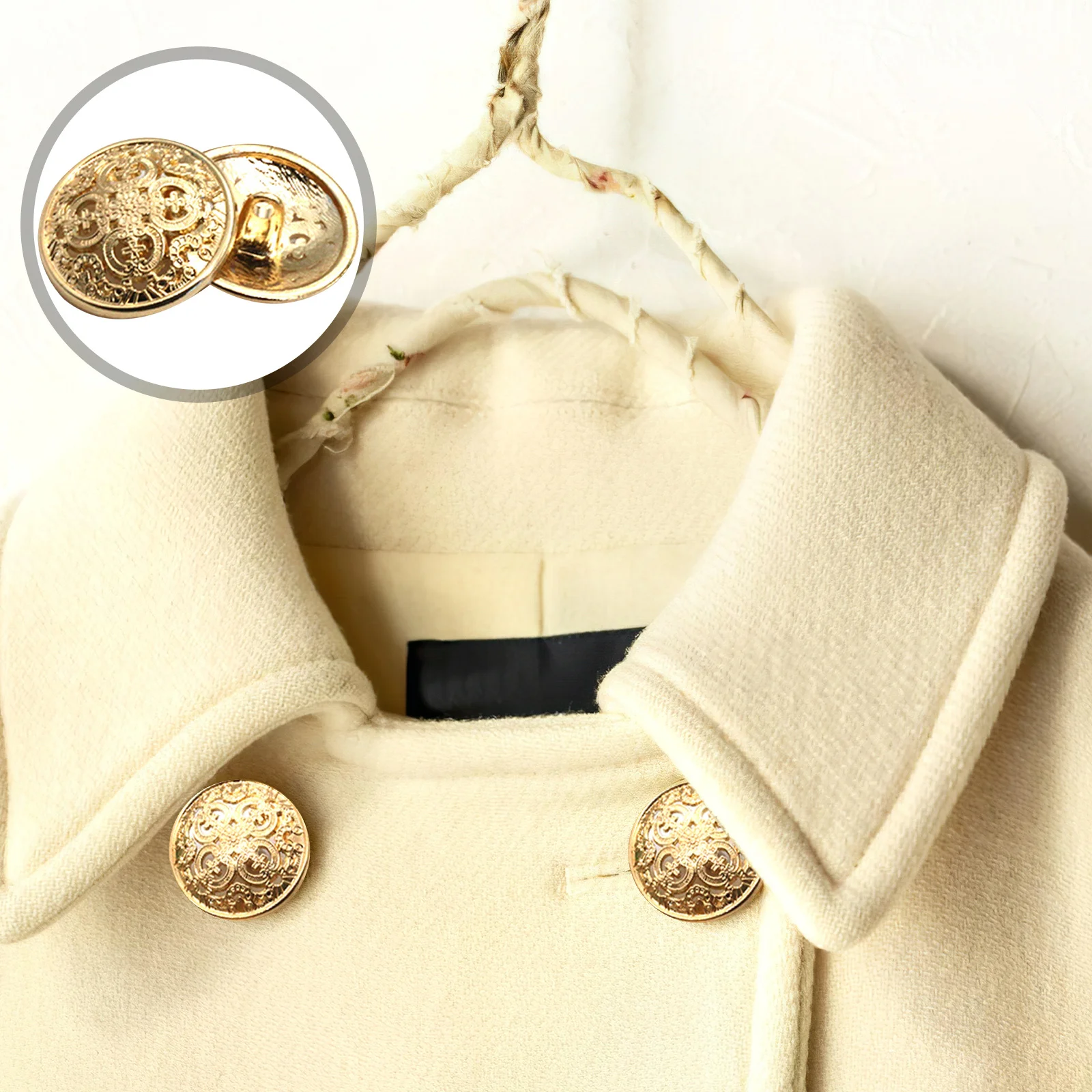 

30pcs 20Mm Metal Buttons Hollow Out Rustproof Durable For Jackets Jeans Hats Diy Sewing Craft Decoration Light Golden