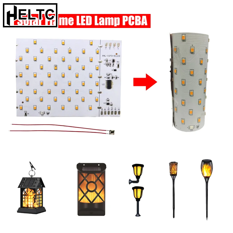 

3.7V Solar Flame LED Lamp PCBA Simulated Solar Torch Lamp Torch Lamp Controller Circuit Board 51pcs LED