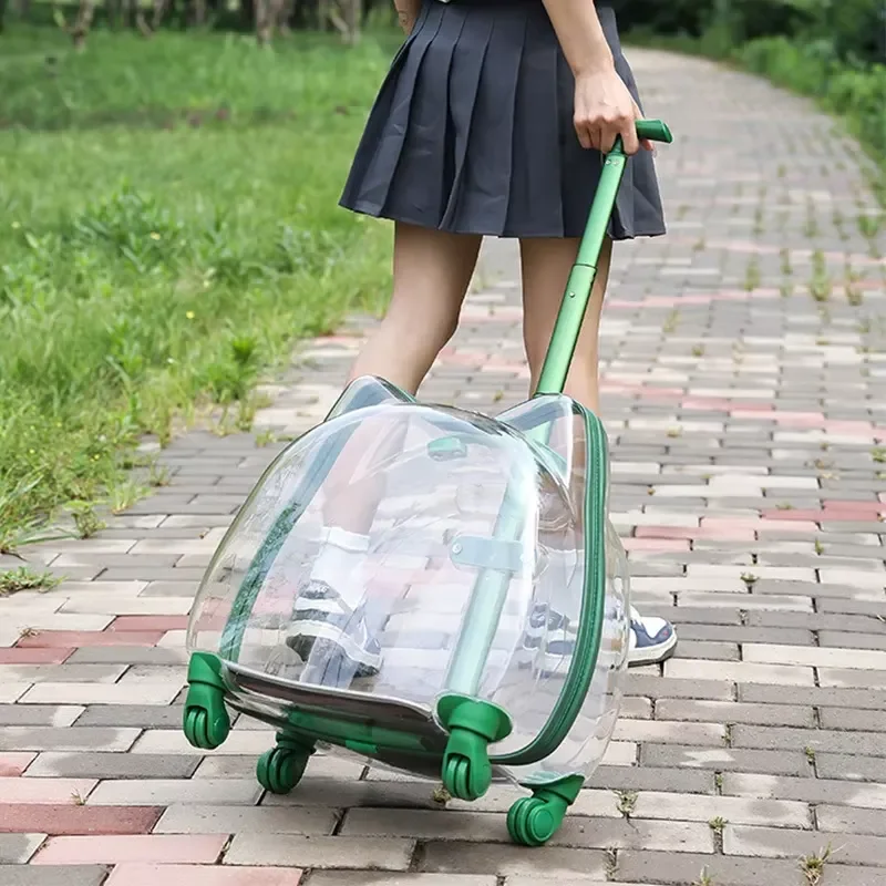 for Custom ABS Pet Trolley Case Fully Transparent Breathable Space Cat Bag for Outside OEM PC Carry-ons for Travel