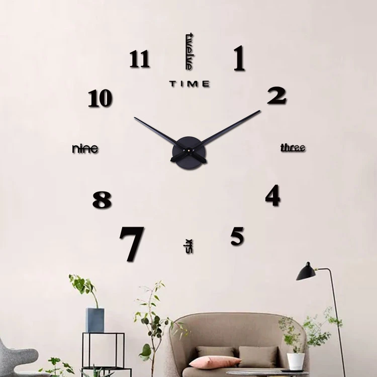 Modern 3D DIY Wall Clock – Large Acrylic Mirror Quartz Clock for Living Room, Home Décor, and Fashionable Interiors 4