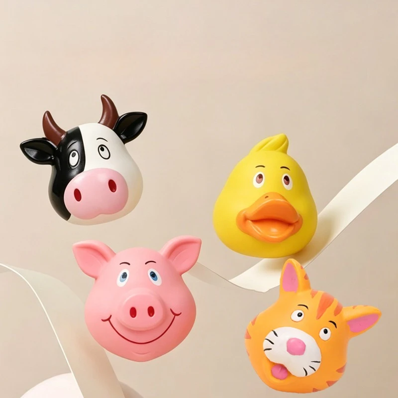 New Style Pet Latex Toy Duck, Cat, Cow, Pig - Dog Chew Toy, Bite-Resistant, Squeaky, for Puppies Small Dogs, Teething Cleaning
