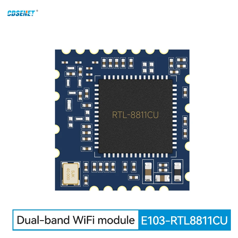 Módulo WiFi de doble banda de 2,4 GHz y 5,8 GHz, orificio para sello RTL8811CU 22dBm CDSENT E103-RTL8811CU SDIO SMD, interfaz USB de bajo costo de 200m