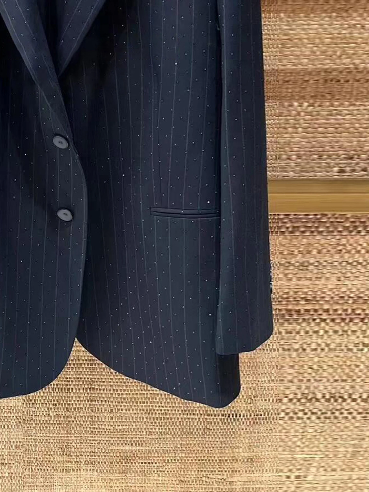 

S Home South Oil High End Women's Casual Stripe Suit Jaet with Rhinestone Collar All Match Autumn 2025 Commute Sle
