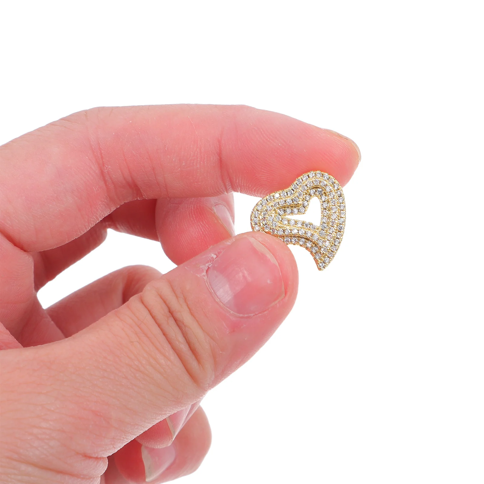 

1Pair Heart Earrings Gold Plated Sparkly Zircon Hollow Vintage Style Elegant Studs for Women Daily Party Wedding Jewelry