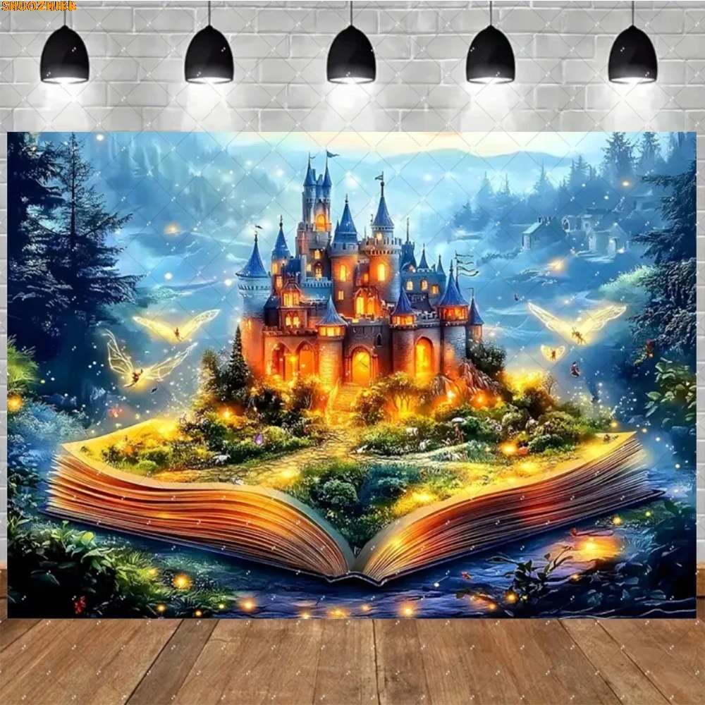 خرافة كتاب موضوع خلفيات للتصوير الفوتوغرافي الدعائم القلعة فراشة زهرة الغابات الزفاف عيد ميلاد استوديو الصور خلفية BK-01 #2
