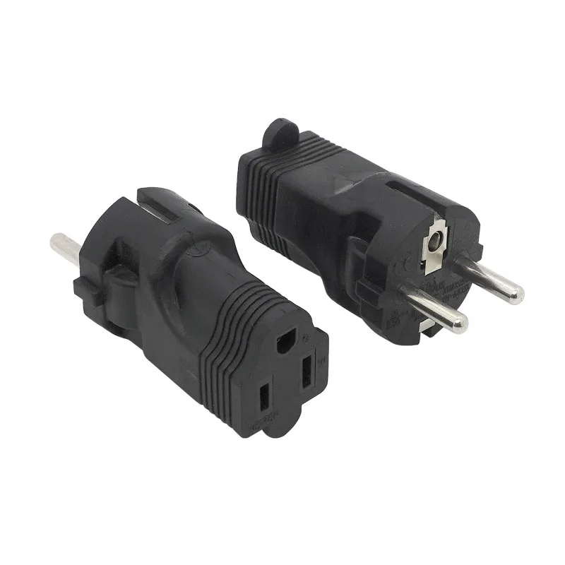 Germany France Travel Power Plug Adapter (Type C) USA NEMA 5-15R Receptacle To EU Schuko Power Converter 16A 250V Indust